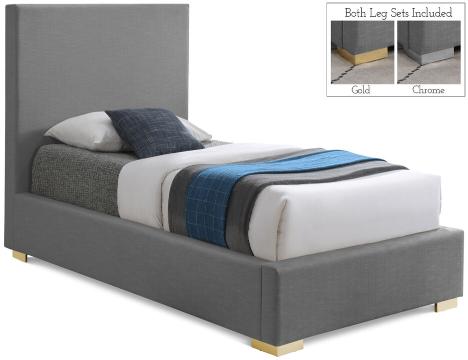Meridian Furniture Crosby Grey Linen Textured Fabric Twin Bed