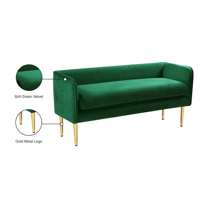 Meridian Furniture Audrey Green Velvet Bench