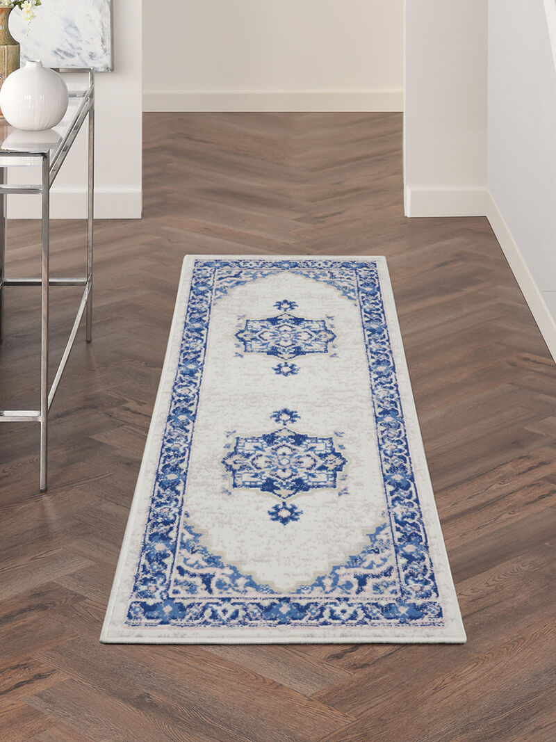 Whimsicle WHS03 Ivory/Blue 2' x 6' Rug image number 6
