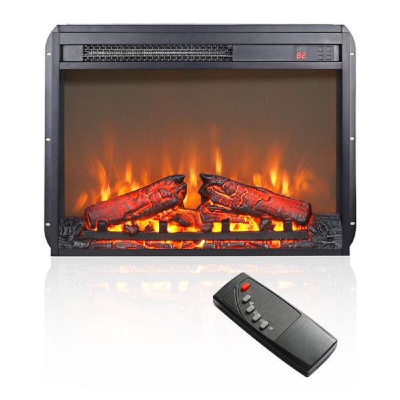 Slim Electric Fireplace Insert with Log Display and Adjustable Flame Settings