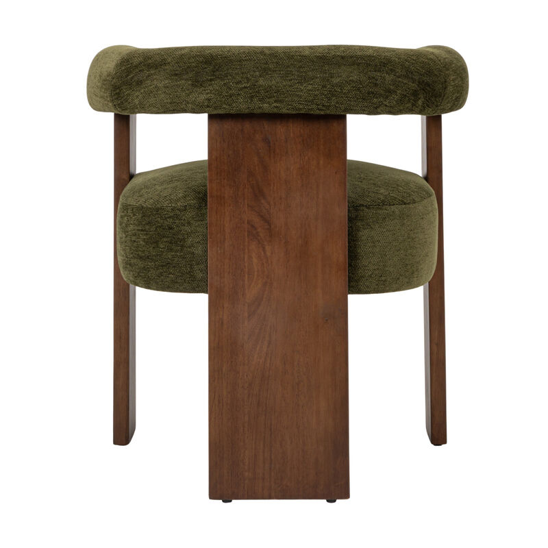 Barrel Back Accent Chair with Velvet Upholstery and Wood Frame, Green image number 5