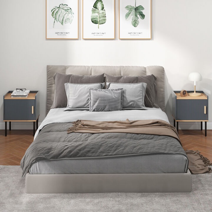 Bedside Nightstand with Storage Cabinet Door for Bedroom and Living Room
