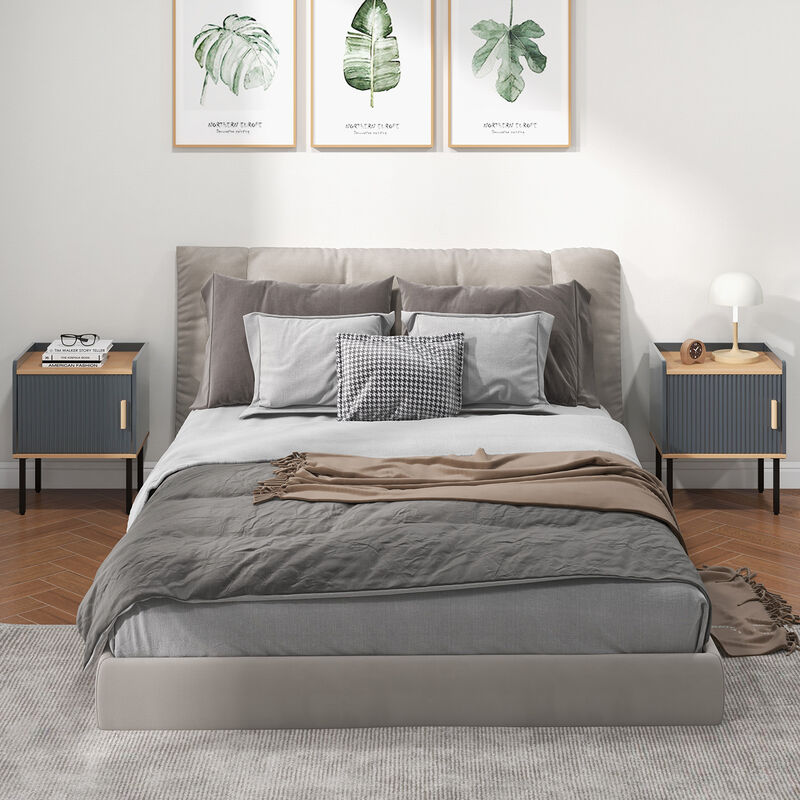 Bedside Nightstand with Storage Cabinet Door for Bedroom and Living Room image number 1