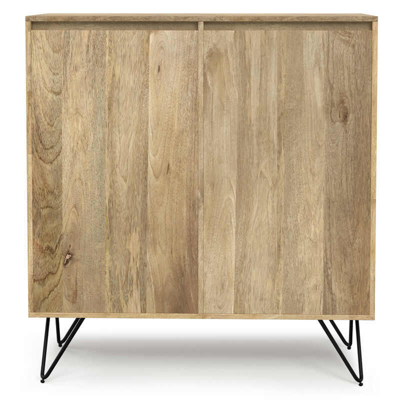 Hunter SOLID MANGO WOOD and Metal 39 inchWide Modern Industrial Medium Storage Cabinet in Natural