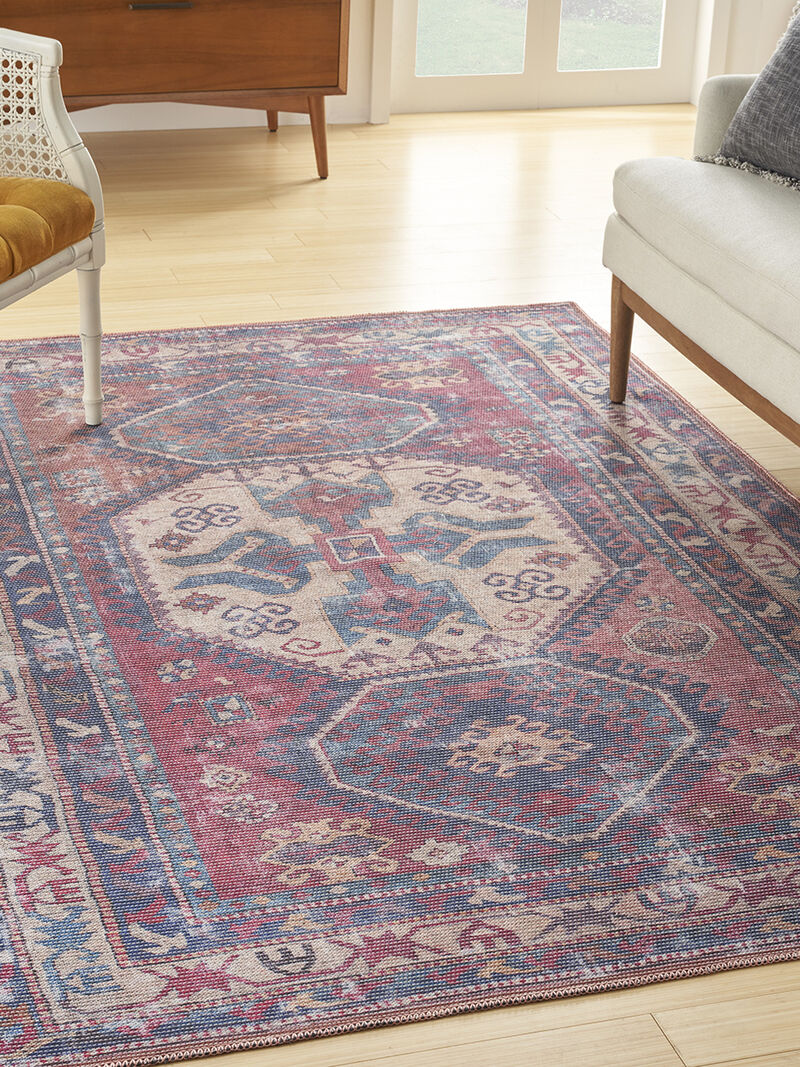 Machine Washable Series 1 SR105 Red/Navy 6' x 9' Rug