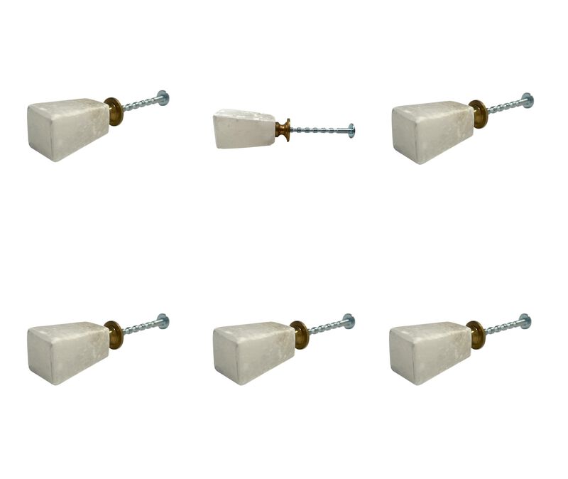 HomeRoots Set of Six White Cylindrical Knob Stone Drawer Pull Knobs image number 4