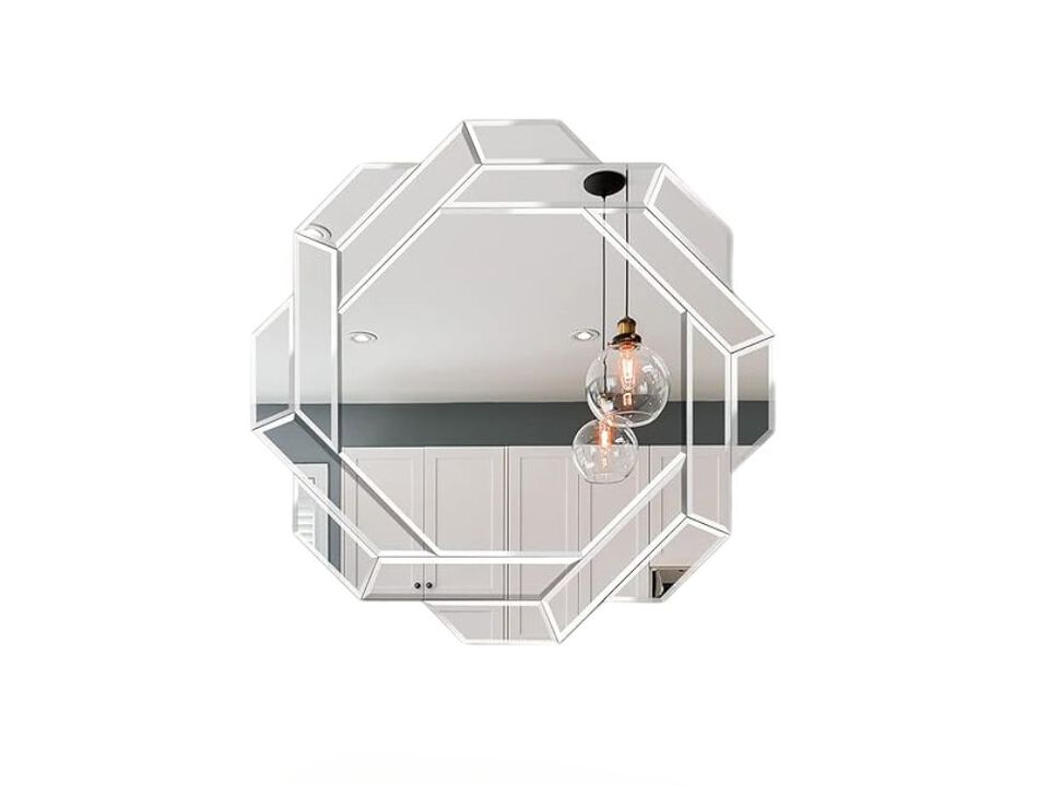 24" Helicoid Beveled Wall Mirror – Frameless Accent for Any Room