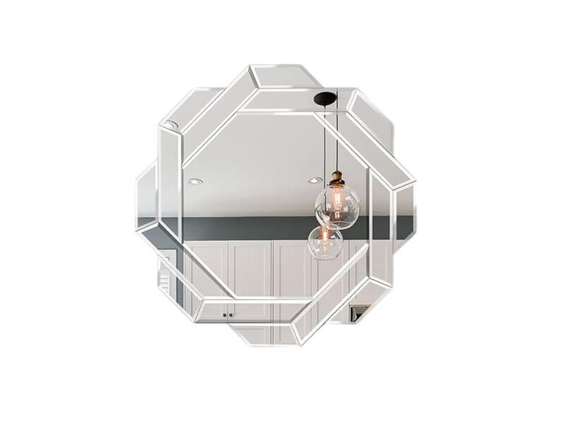 24" Helicoid Beveled Wall Mirror – Frameless Accent for Any Room