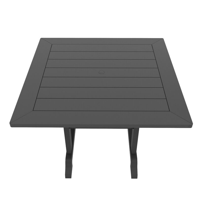 WestinTrends 5-Piece HDPE Square Patio Dining Table Set with Foldable Chairs