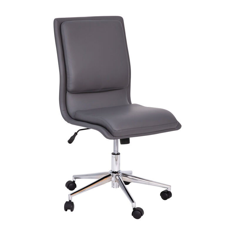 Madigan Mid-Back Armless Swivel Task Office Chair with LeatherSoft and Adjustable Chrome Base,