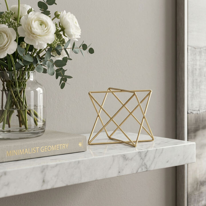 HomeRoots 6" Gold Metal Open Geometric Tabletop Sculpture