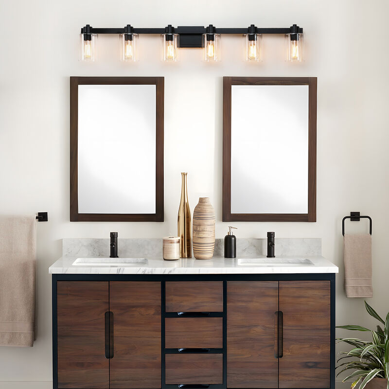 50" 6-Light Dimmable Indoor Wall Sconce with Clear Glass Shades image number 3
