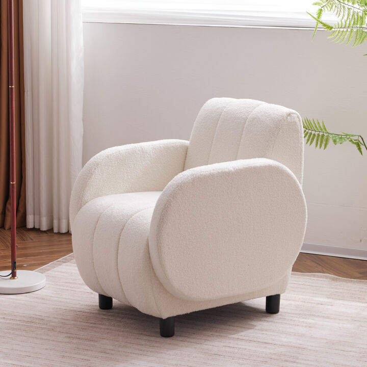 Modern Fabric Upholstered Armchair with Upholstered Reading Chair, Single Sofa, Living Room, Bedroom, Bed, Office Lounge Club Chair, Teddy Velvet