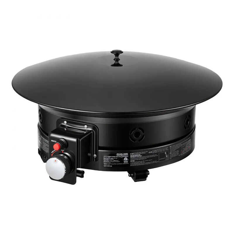 Portable Gas Fire Pit 53,000 BTU with Adjustable Flame, Lava Rocks & Grill Grate-Black image number 0