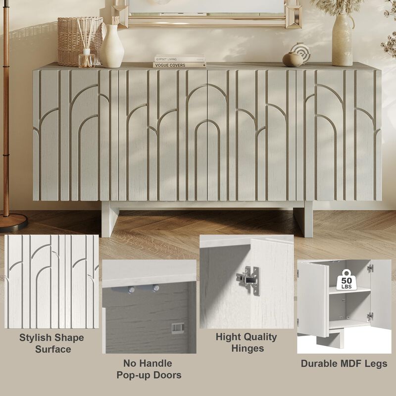 Clihome 63"Sideboard Buffet Cabinet with Adjustable Shelf