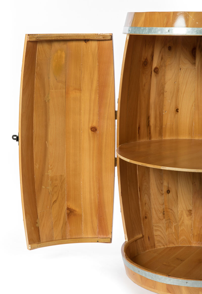 Wooden Wine Barrel Shaped Wine Holder, Bar Storage Lockable Storage Cabinet image number 6