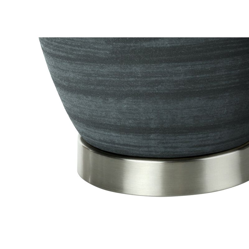 Monarch Specialties I 9622 - Lighting, 24"H, Table Lamp, Blue Ceramic, Ivory / Cream Shade, Contemporary