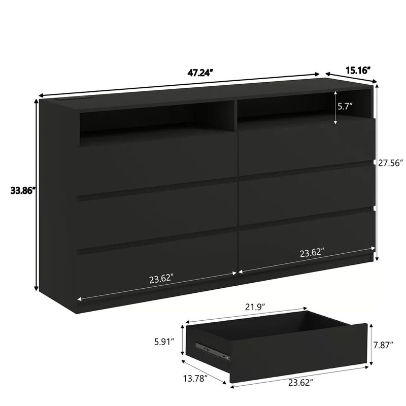 Modern 6-Drawer Dressing Table with Sliding Top - Multi-Functional Organizer for Bedroom image number 1