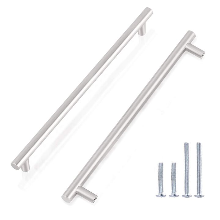 Gobrico Satin Nickel Cabinet Handles/5 Pack Stainless Steel Brushed Nickel T Bar Drawer Pulls for Kitchen Hardware/12.6 inch Hol