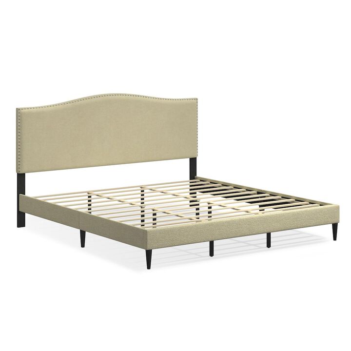 Rize Home Leighford King Platform Bed Beige
