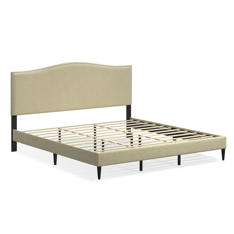 Rize Home Leighford King Platform Bed Beige image number 1