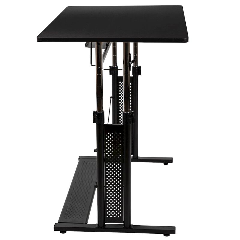 Flash Furniture Height Adjustable (27.25-35.75"H) Sit to Stand Home Office Desk - Black image number 6