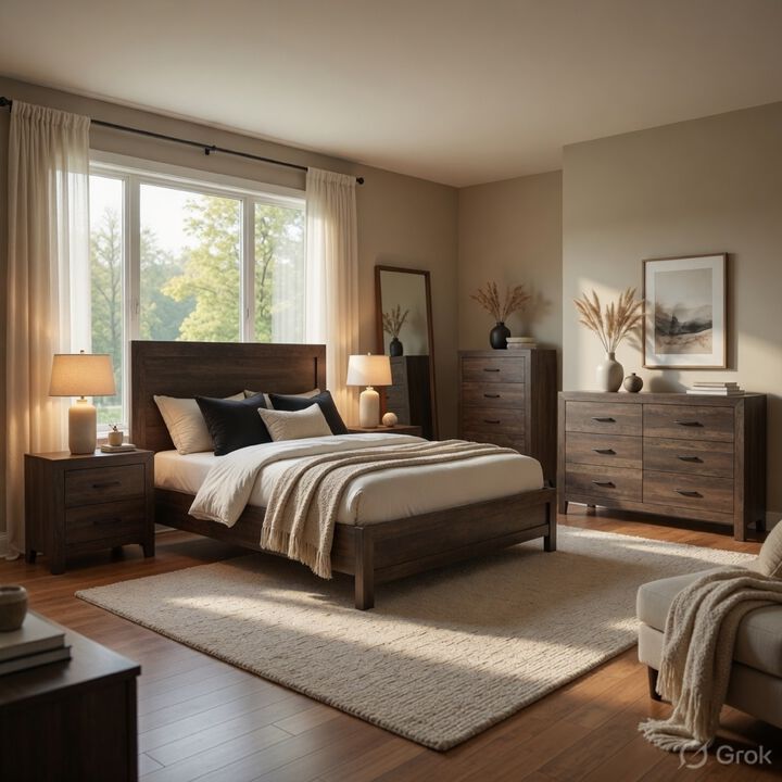 Full Size Bedroom Set, White Finish, 3-Piece Set with Bed and Two Nightstands