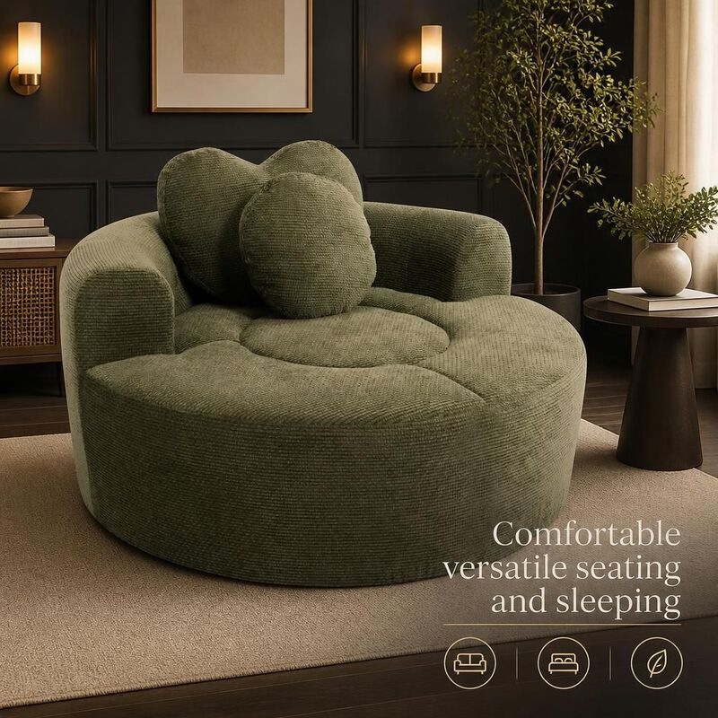GOODSILO Multi-functional Round Memory Foam Sectional Convertible Sofa Bed Cloud Couch for Small Living Spaces, Apartments and Offices image number 4