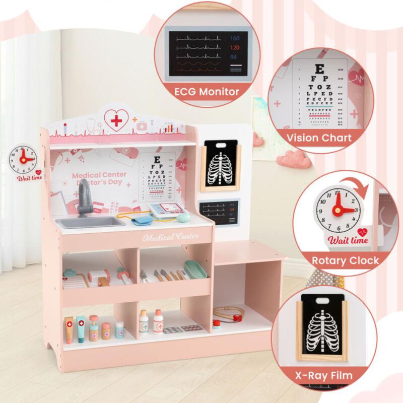 Hivvago Wooden Doctor Playset with Stethoscope for Toddlers over 3 Years Old