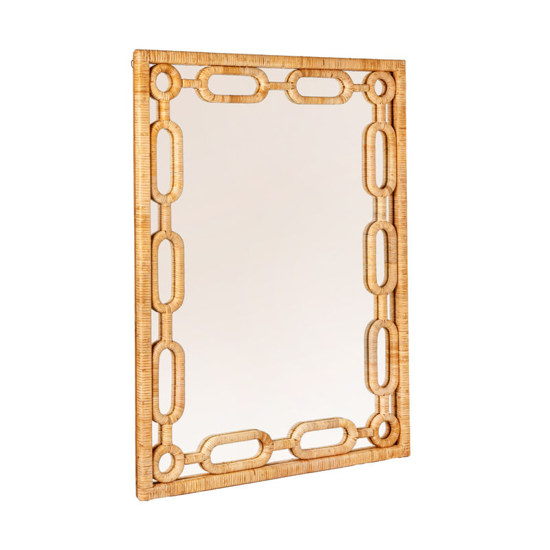 Woven Rattan Chain-Link Frame Mirror image number 0