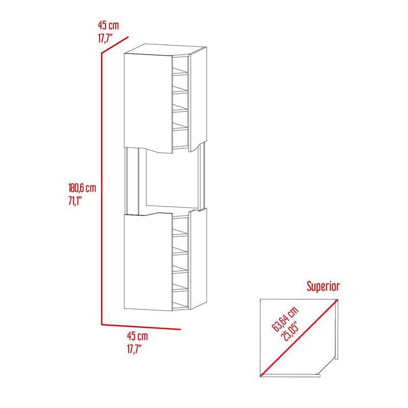 Obregon Corner Bar Cabinet, Ten Built-in Wine Rack, Single Door -Macadamia / Taupe