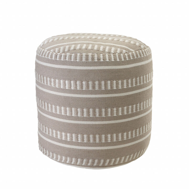 Polyester Round Striped Indoor Outdoor Pouf Ottoman