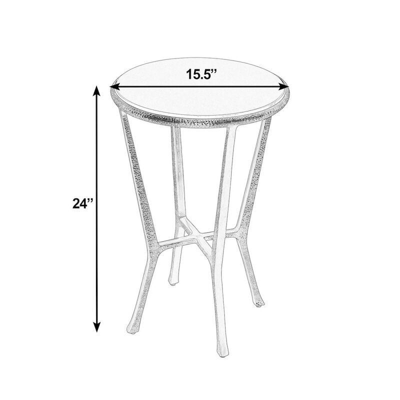 Butler Specialty Ivy 15.5 in. W Round Metal & Granite Side Table, Black, Antique Gold image number 2