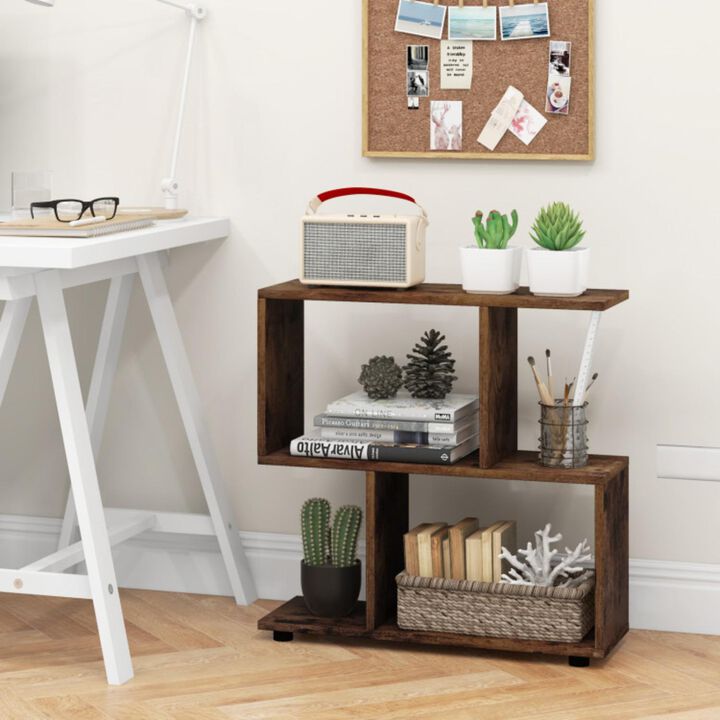 Hivvago 24 Inch 3-Tier Geometric Bookshelf with Thick Foot Pads
