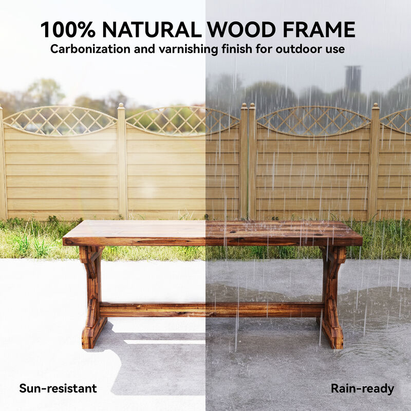 Hivvago Backless Wooden Patio Bench with X Base image number 3