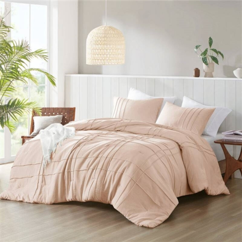 3-Piece Soft Microfiber Pleated Comforter Set &ndash; Lightweight & Cozy