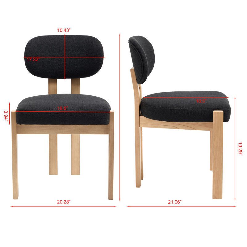 Modern Wooden Dining Chairs Set of 2, Upholstered Kitchen Chairs Dining Side Chairs image number 3