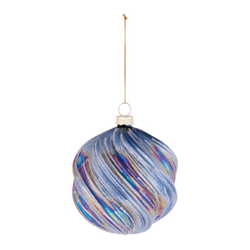 6-Pack Iridescent Swirled Glass Ornaments – Light-Reflective Christmas Baubles for Stylish Holiday Decor