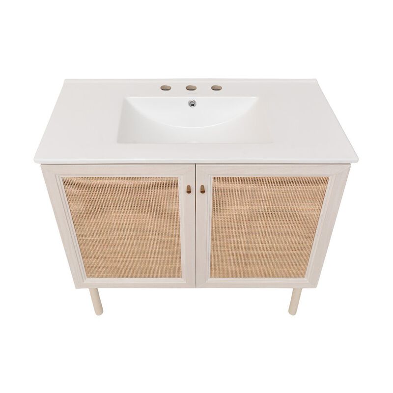 36" Freestanding Bathroom Vanity with 3-Hole Widespread Sink Top image number 3