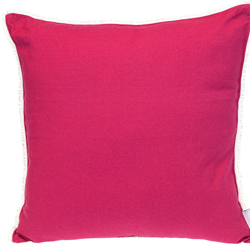 HomeRoots 20" Hot Pink Cotton Throw Pillow With Fringe image number 4