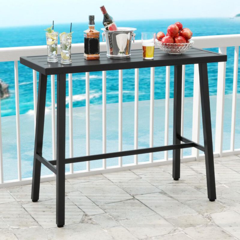 Hivvago 36 Inches Patio Counter Height Bar Table with Adjustable Foot Pads