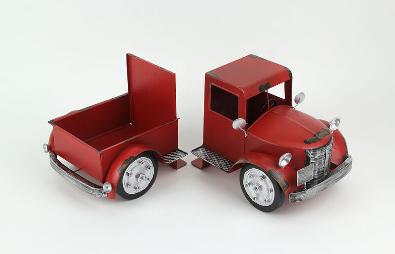Vintage Red Pickup Truck Weathered Finish Metal Bookends Front and Back image number 5