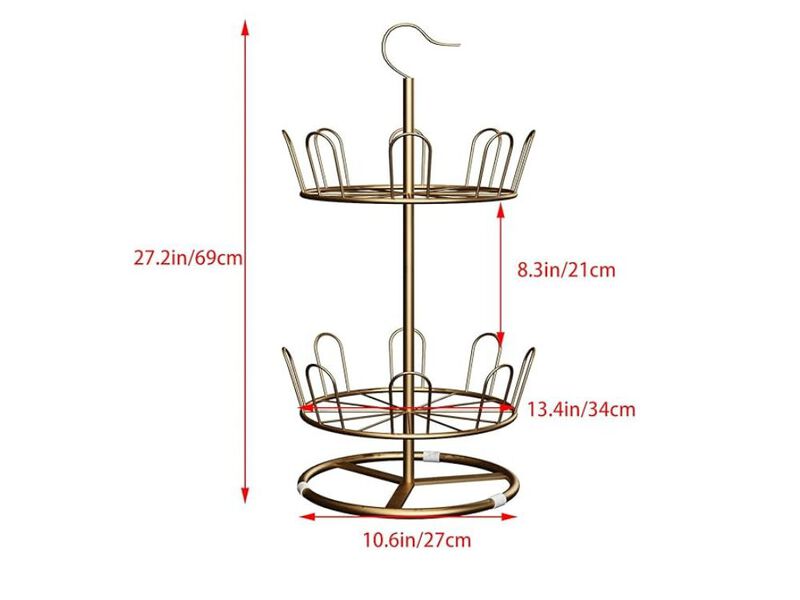 Shoe Organizer 2 Tier Black Revolving Round Iron Tree Rack image number 2