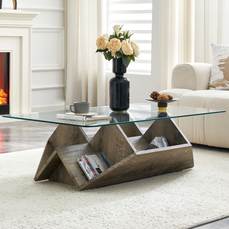 Molcul Tempered Glass & MDF Coffee Table image number 3