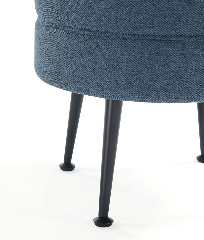 Bailey Blue and Black Ottoman