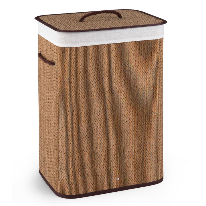 19 Gal Wicker Clothes Hamper with Removable Liner and Carry Handles