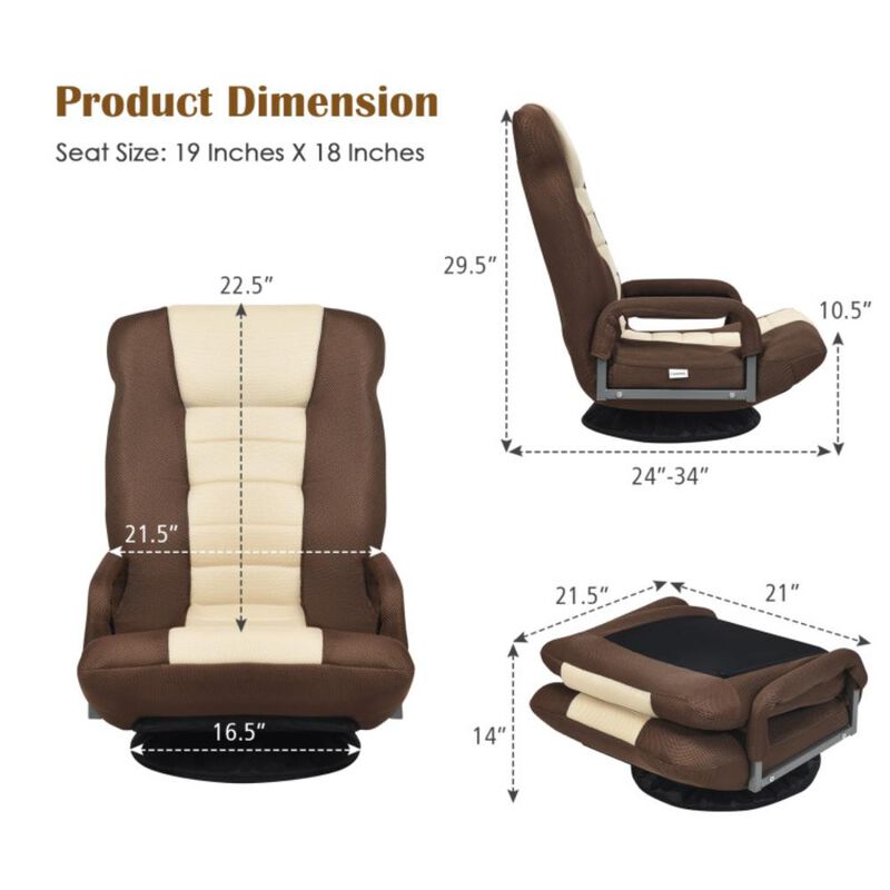 Hivvago 360-Degree Swivel Gaming Floor Chair with Foldable Adjustable Backrest