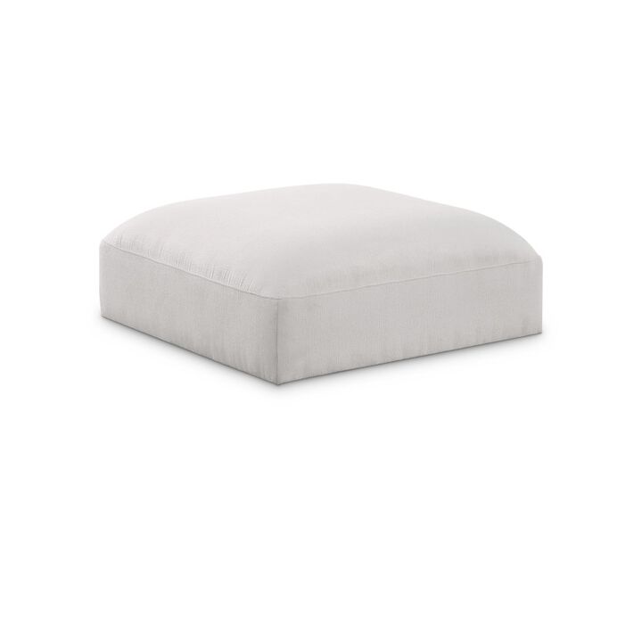 Meridian Furniture Ease Cream Polyester Fabric Ottoman
