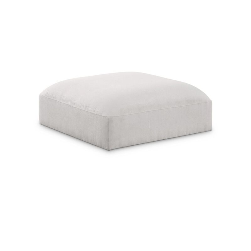 Meridian Furniture Ease Cream Polyester Fabric Ottoman