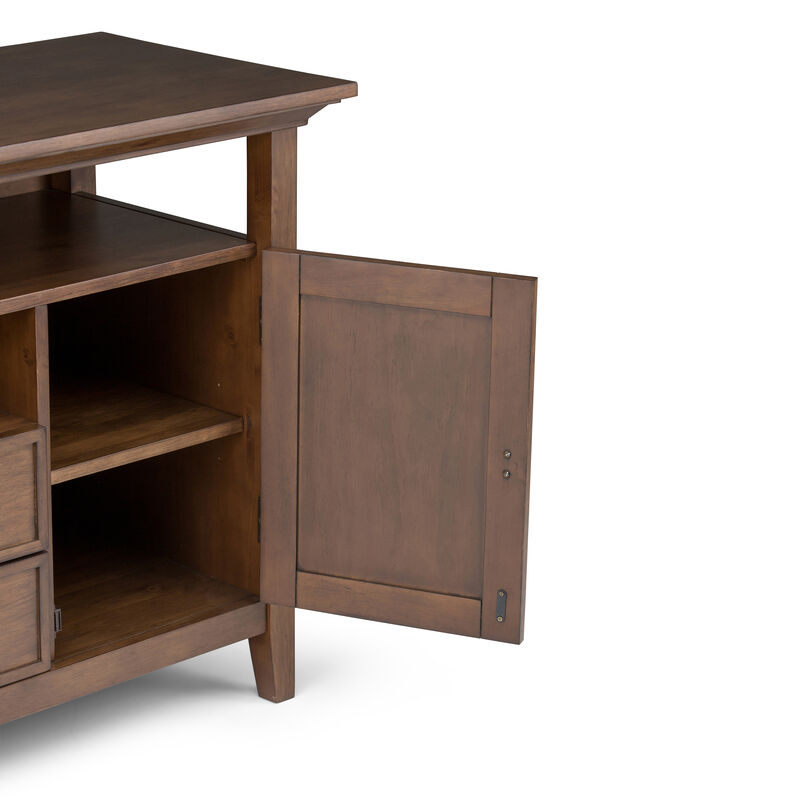 Redmond SOLID WOOD 54 inch Wide Transitional TV Media Stand in Rustic Natural Aged Brown For TVs up to 60 inches
